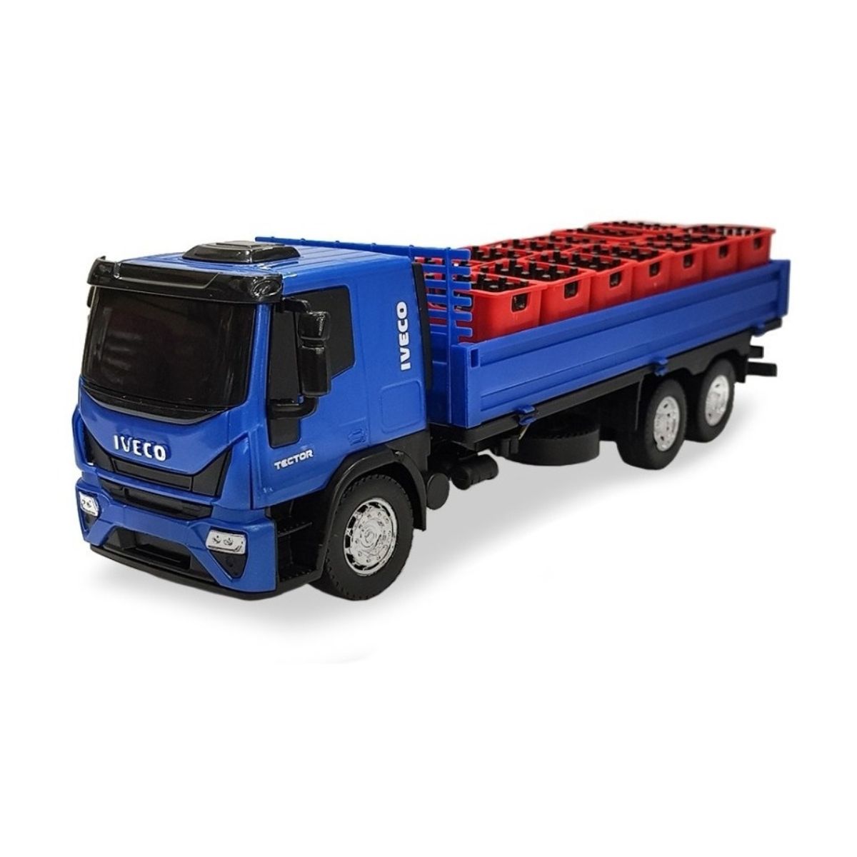 Brinquedo Caminhão De Bebidas Iveco Dropside Azul - Usual