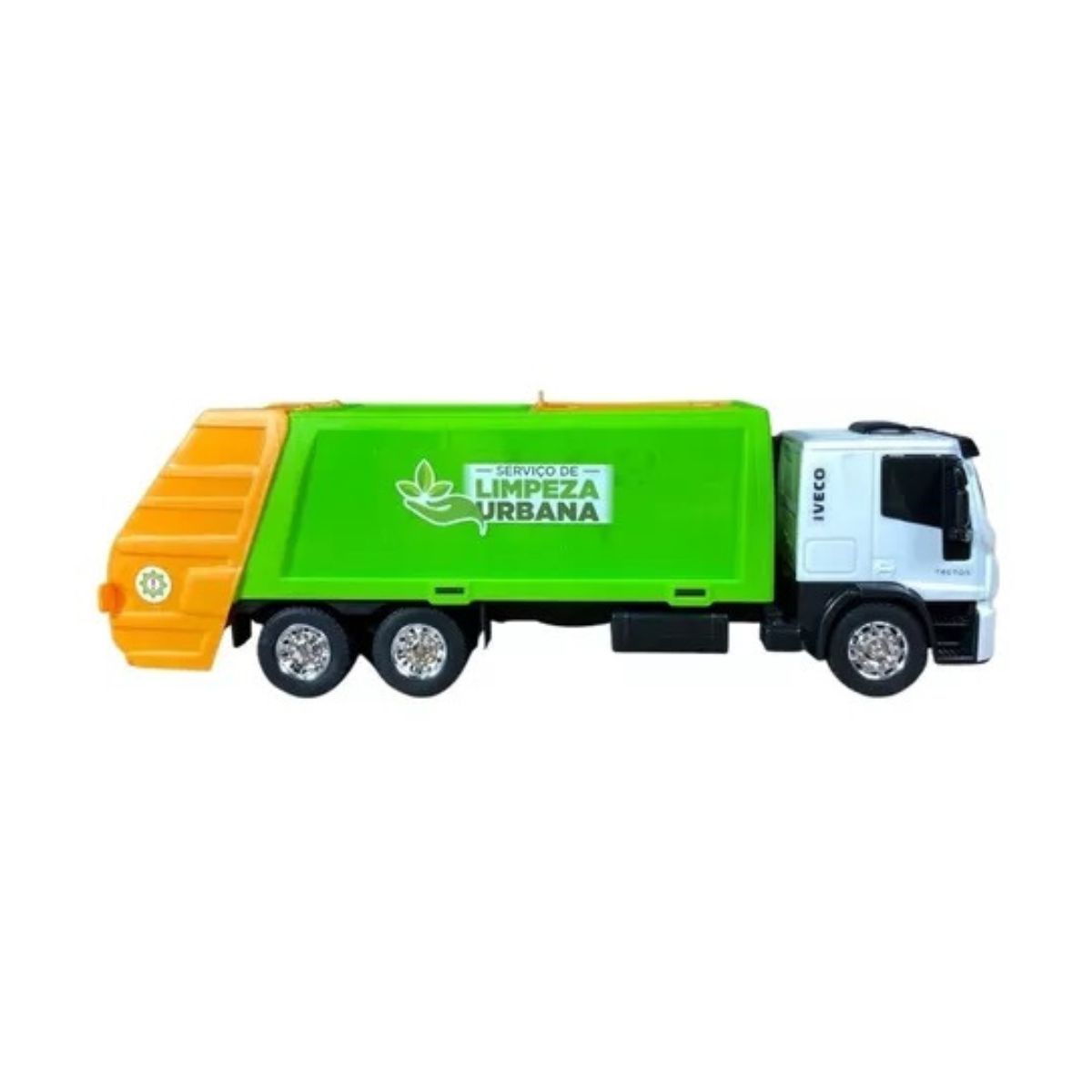 Brinquedo Caminhão Iveco Coletor Limpeza Urbana Verde / Laranja - Usual