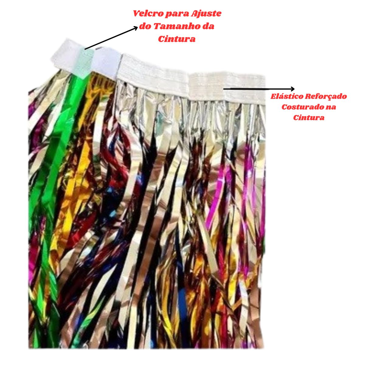 Kit Fantasia Máscara Pena Glitter E Saia Metalizada Vermelho