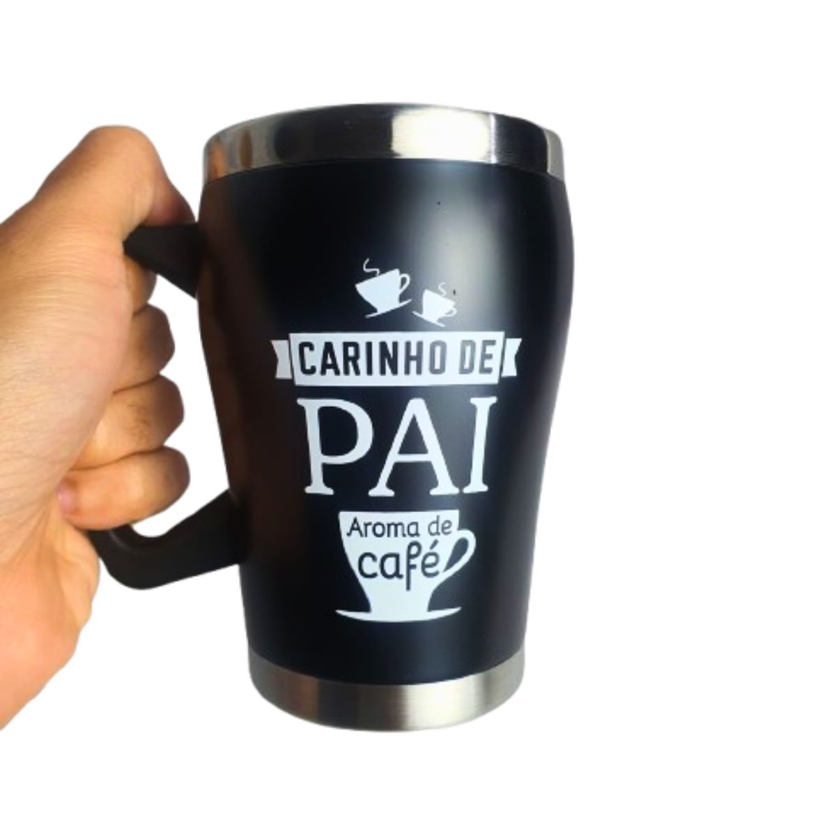 Caneca Térmica Inox Com Tampa Removível 350ml Dia Dos Pais - Preto