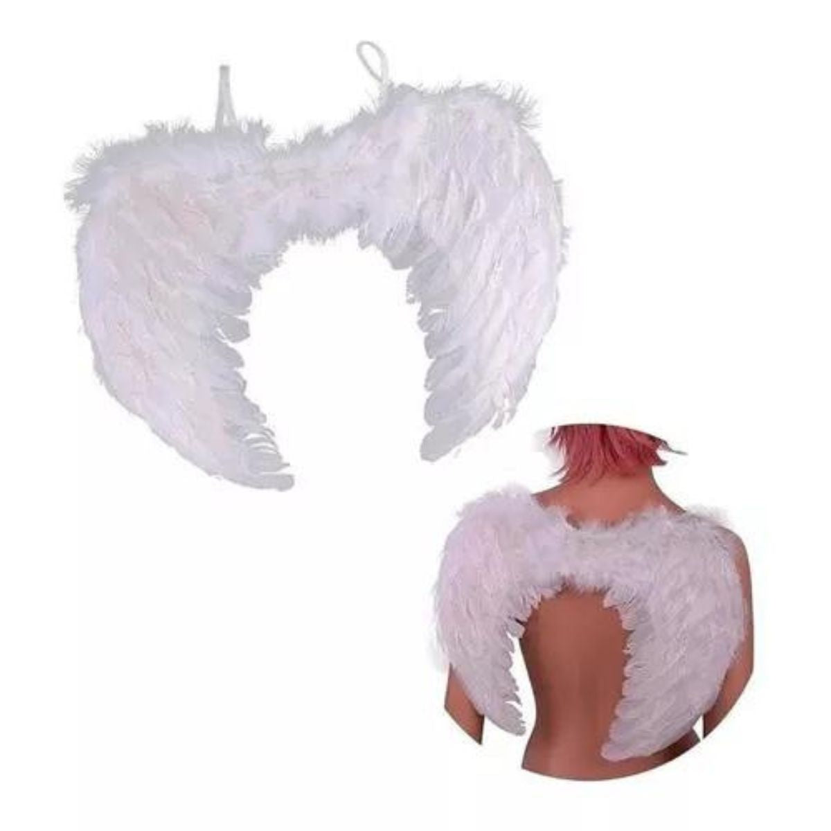 Kit Fantasia Anjo Branco Completo Festa Cosplay Carnaval Halloween Tiara Auréola / Asa/ Saia