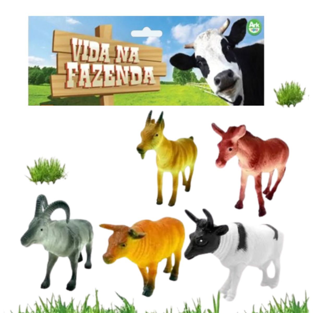 Kit Animais Vida Na Fazenda Brinquedo Médio 9 Peças - Ark Toys
