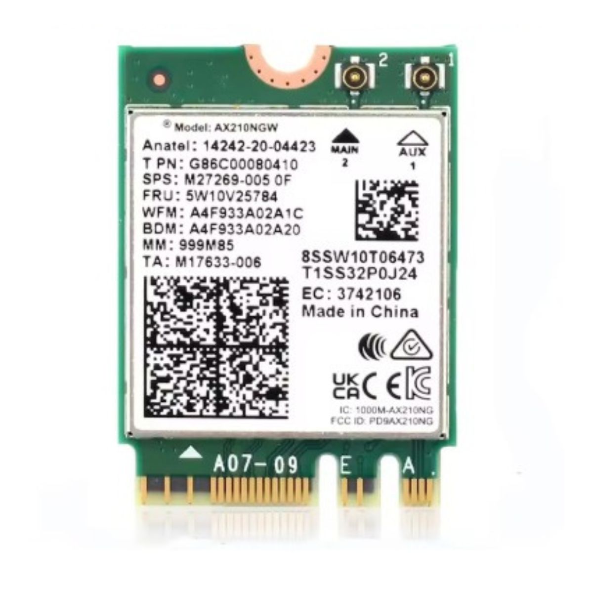 Placa De Rede Wifi 6e Bluetooth 5.3 Ax210 M.2 Sem Fio 5374mbps 2.4ghz 5ghz 6ghz 802.11ax Adaptador Wi-fi