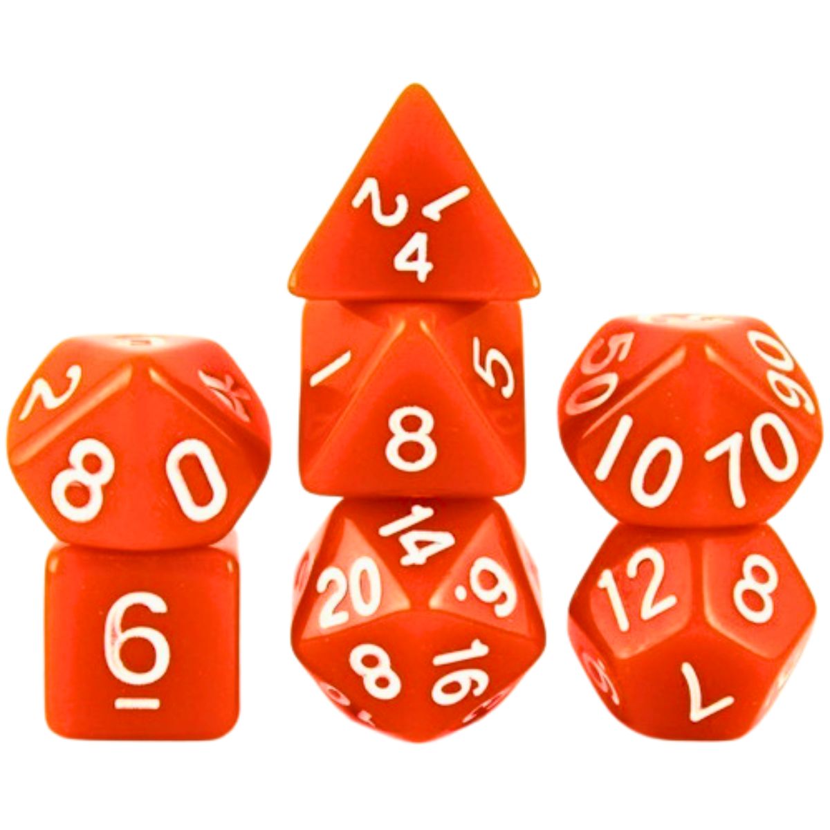 Conjunto de Dados para Rpg Laranja com N° Branco