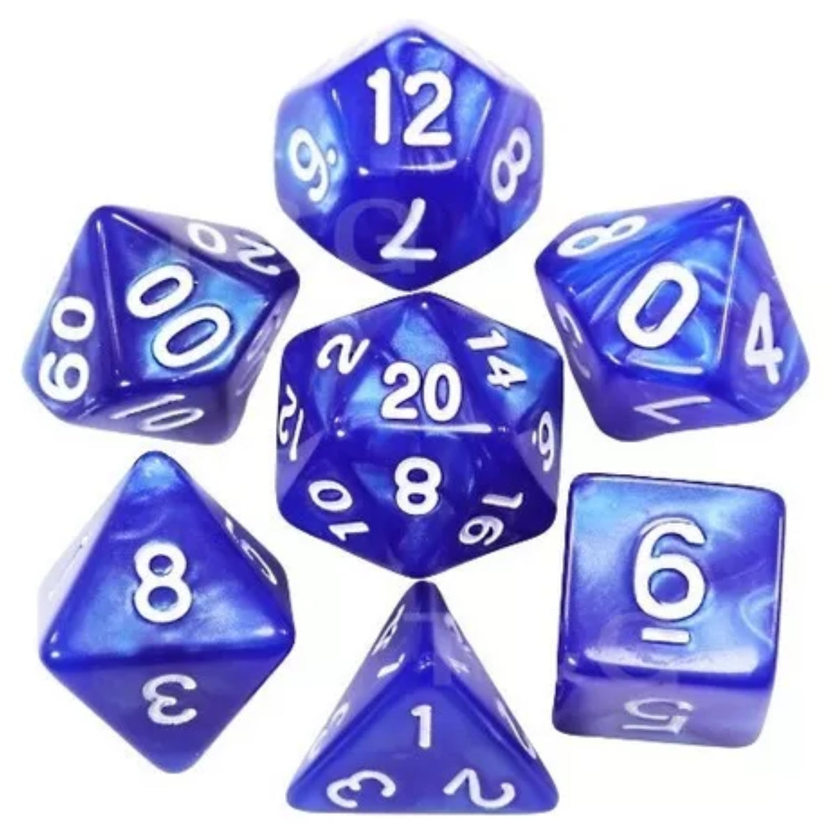 Conjunto de Dados para Rpg Azul com N° Branco