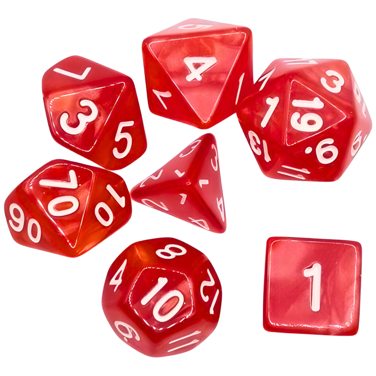 Conjunto de Dados para Rpg Vermelho com N° Branco