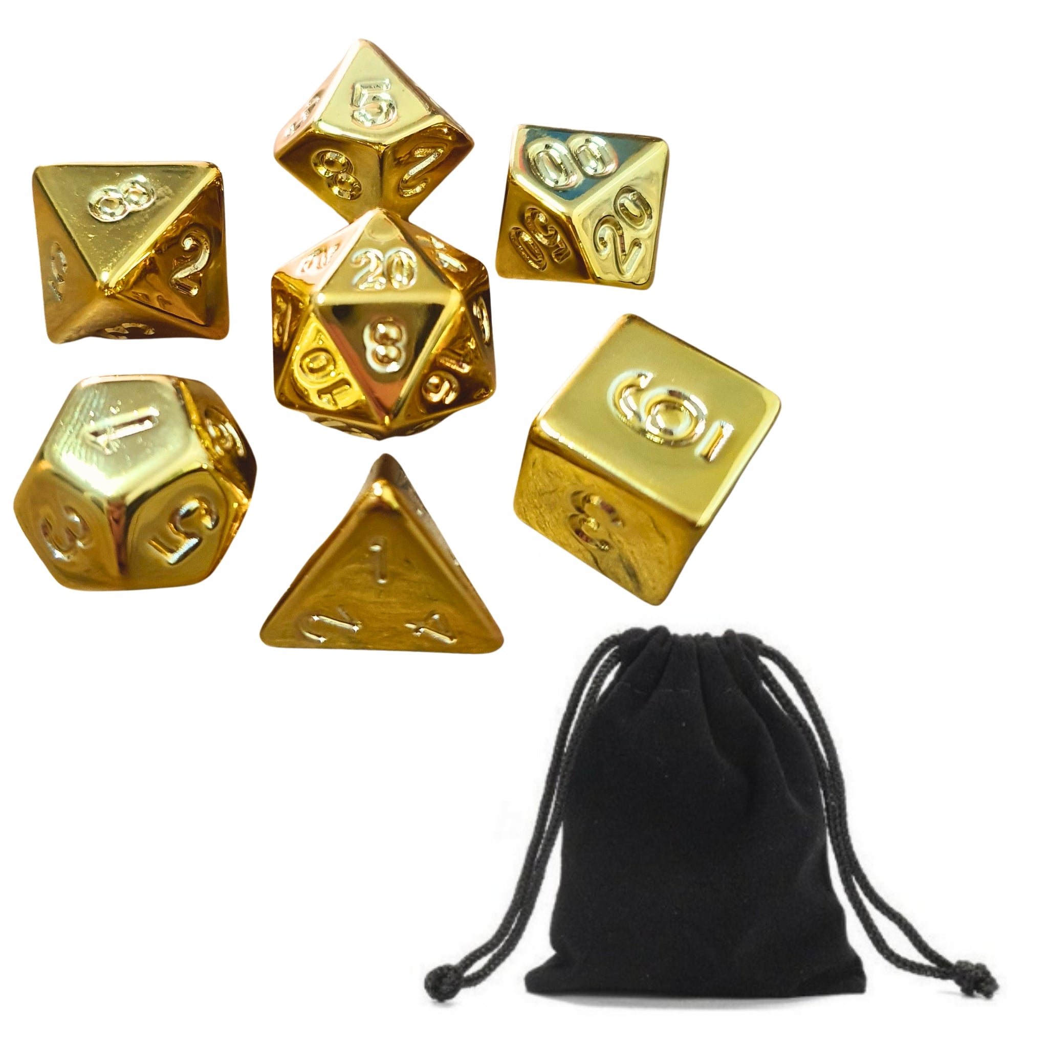 Conjunto de Dados para Rpg Ouro com N° Dourado