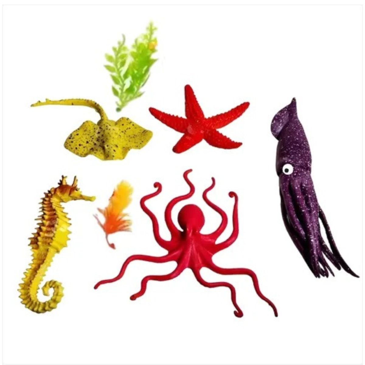 Kit Vida Marinha Animais Aquáticos Brinquedo 7 Pçs- Ark Toys