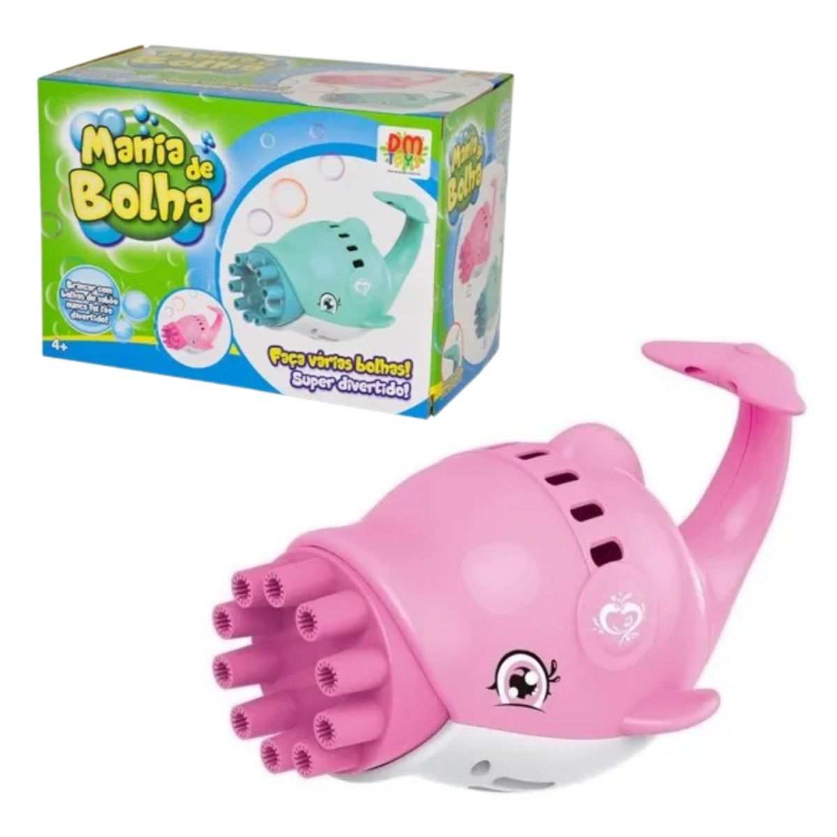 Lançador Bolha de Sabão Golfinho Mania De Bolha Rosa