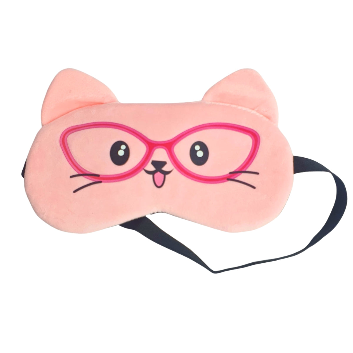 Máscara Gato Rosa de Óculos - Máscara de Descanso com Bolsa em Gel