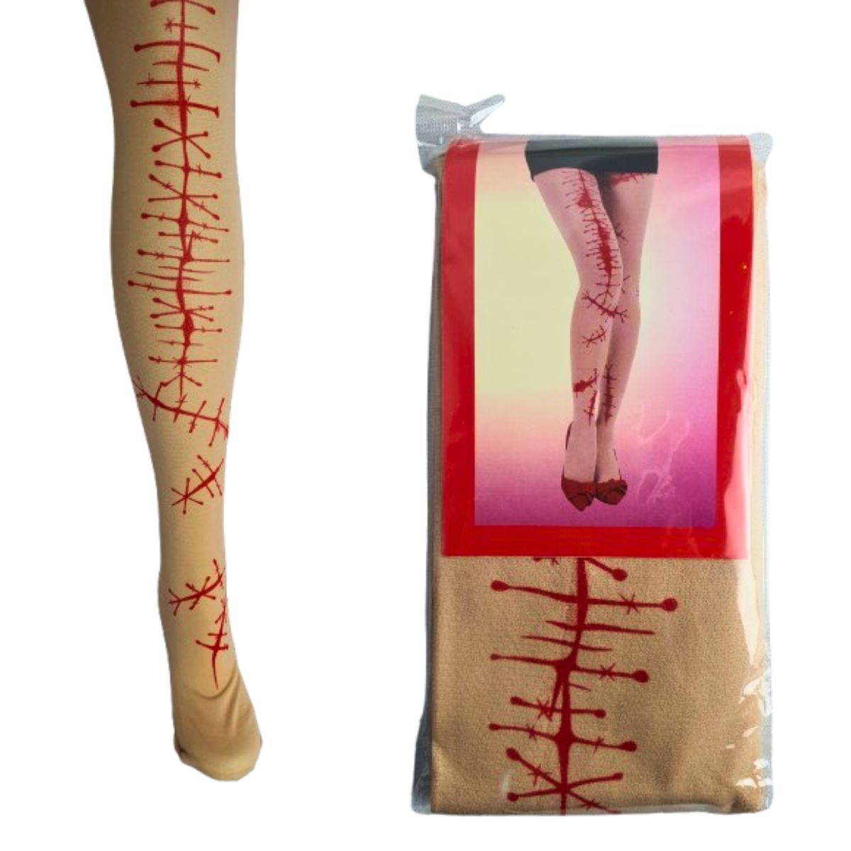 Meia Calça 5/8 Fantasia Cosplay Halloween Cicatriz