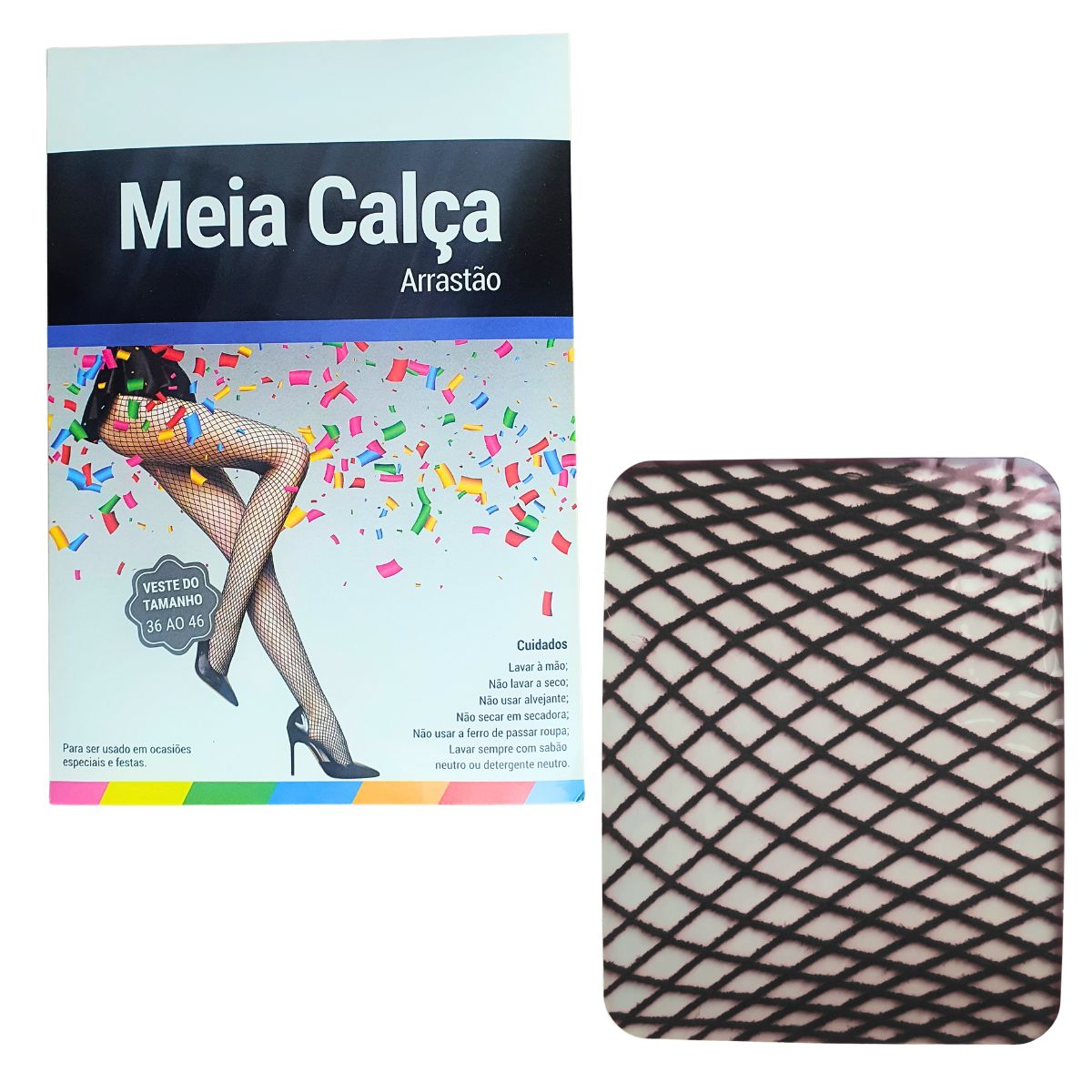 Meia Calça Arrastão Preto - Tamanho Único