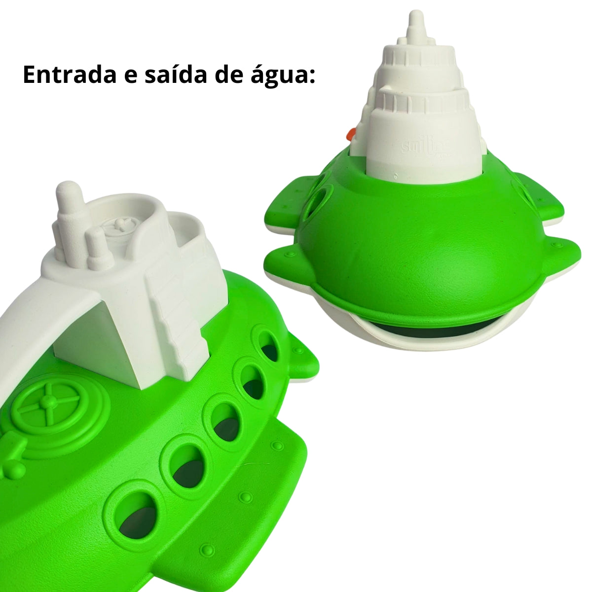 Submarino Infantil Verde Com Branco - Brinquedo Para Piscina e Praia