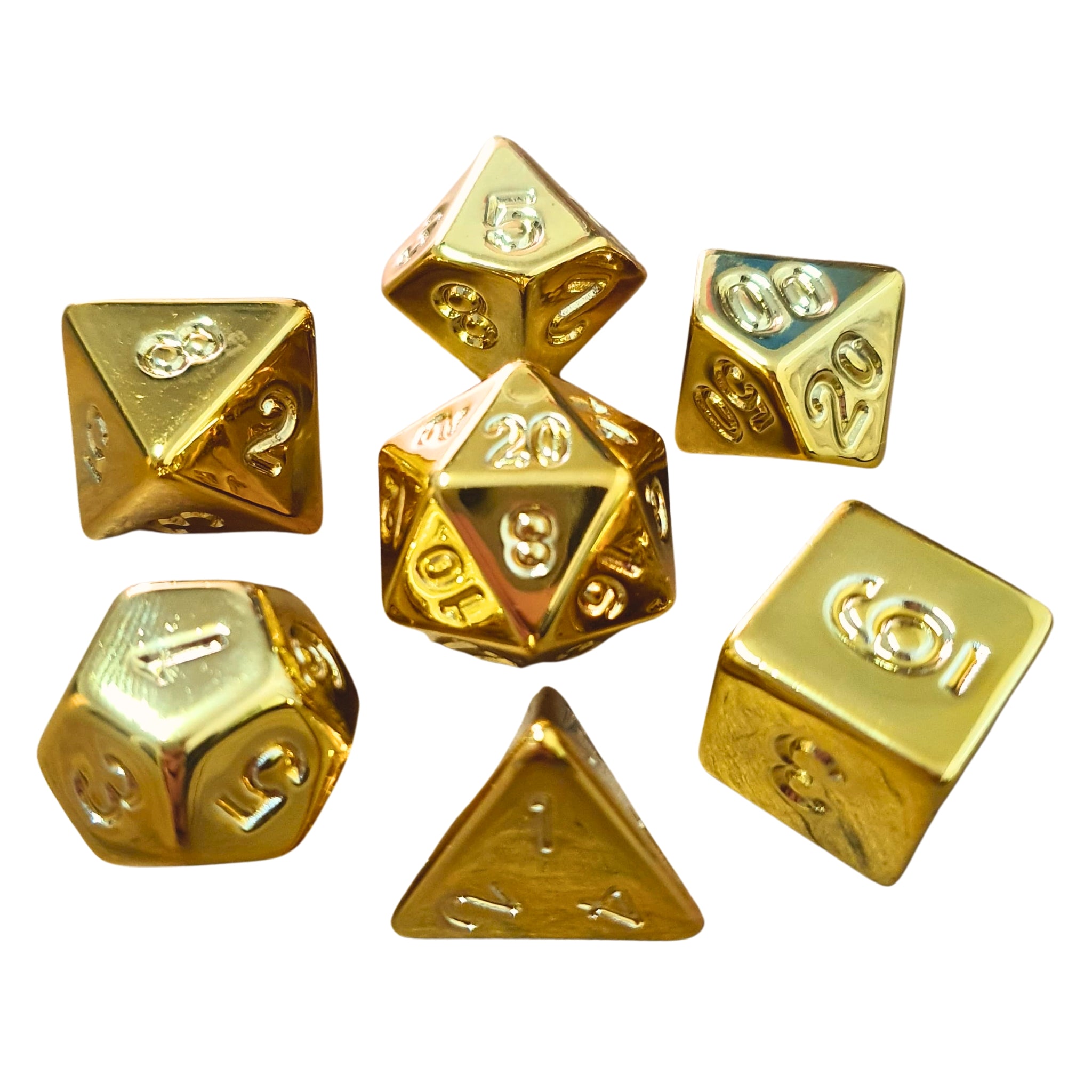 Conjunto de Dados para Rpg Ouro com N° Dourado