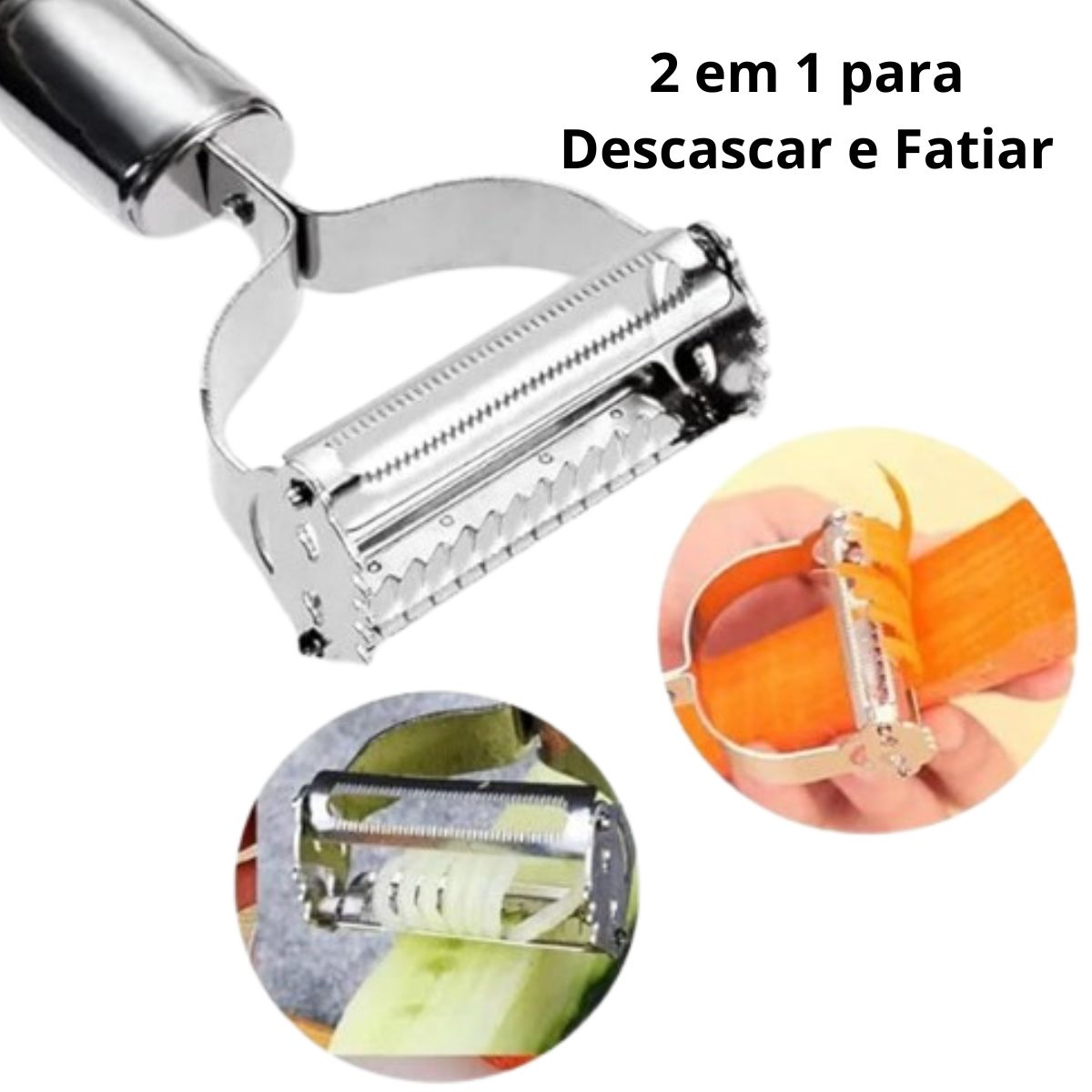 Descascador E Fatiador De Legumes Inox 2 Em 1