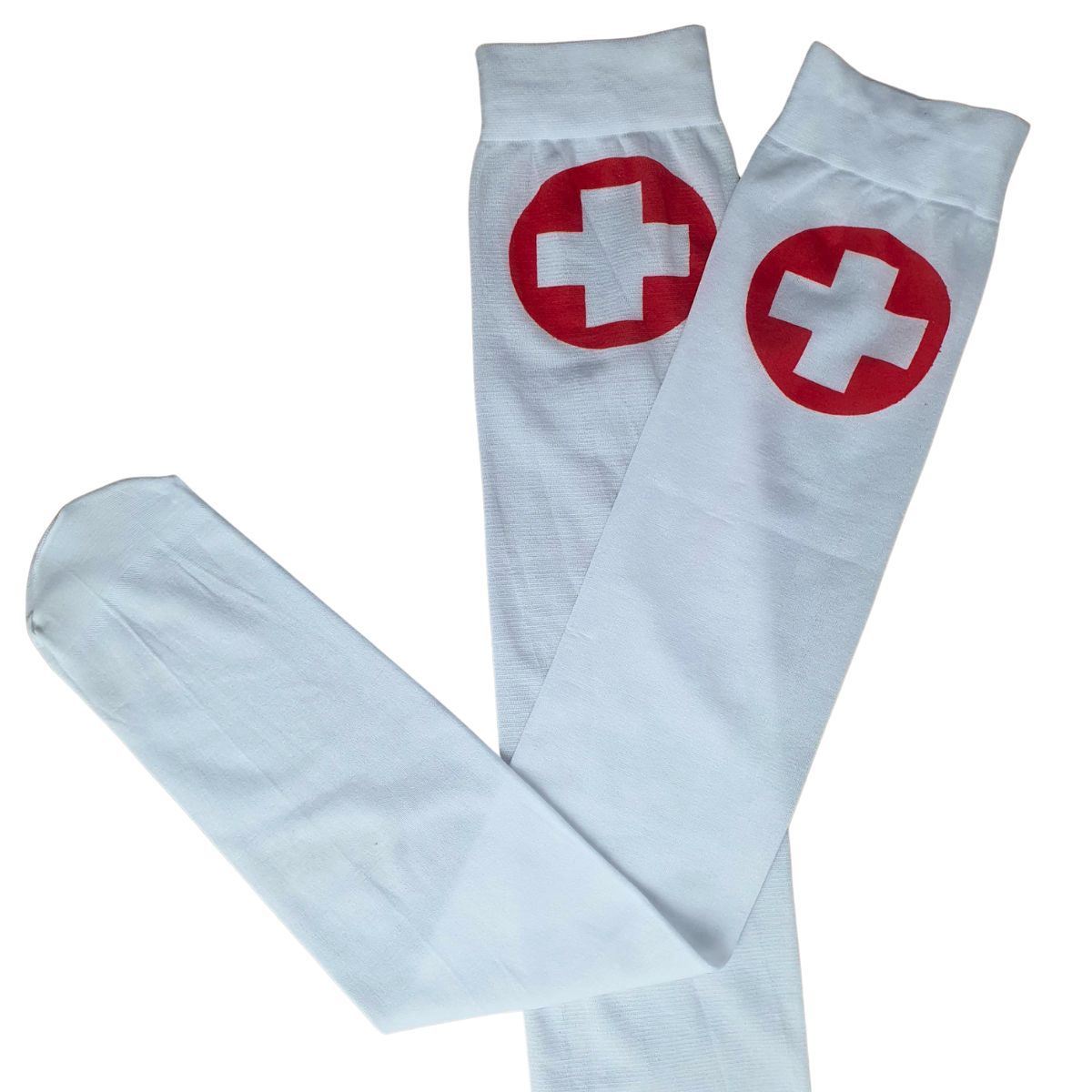 Meia Calça Enfermeira Branca Para Fantasia Cosplay e Festa 5/8