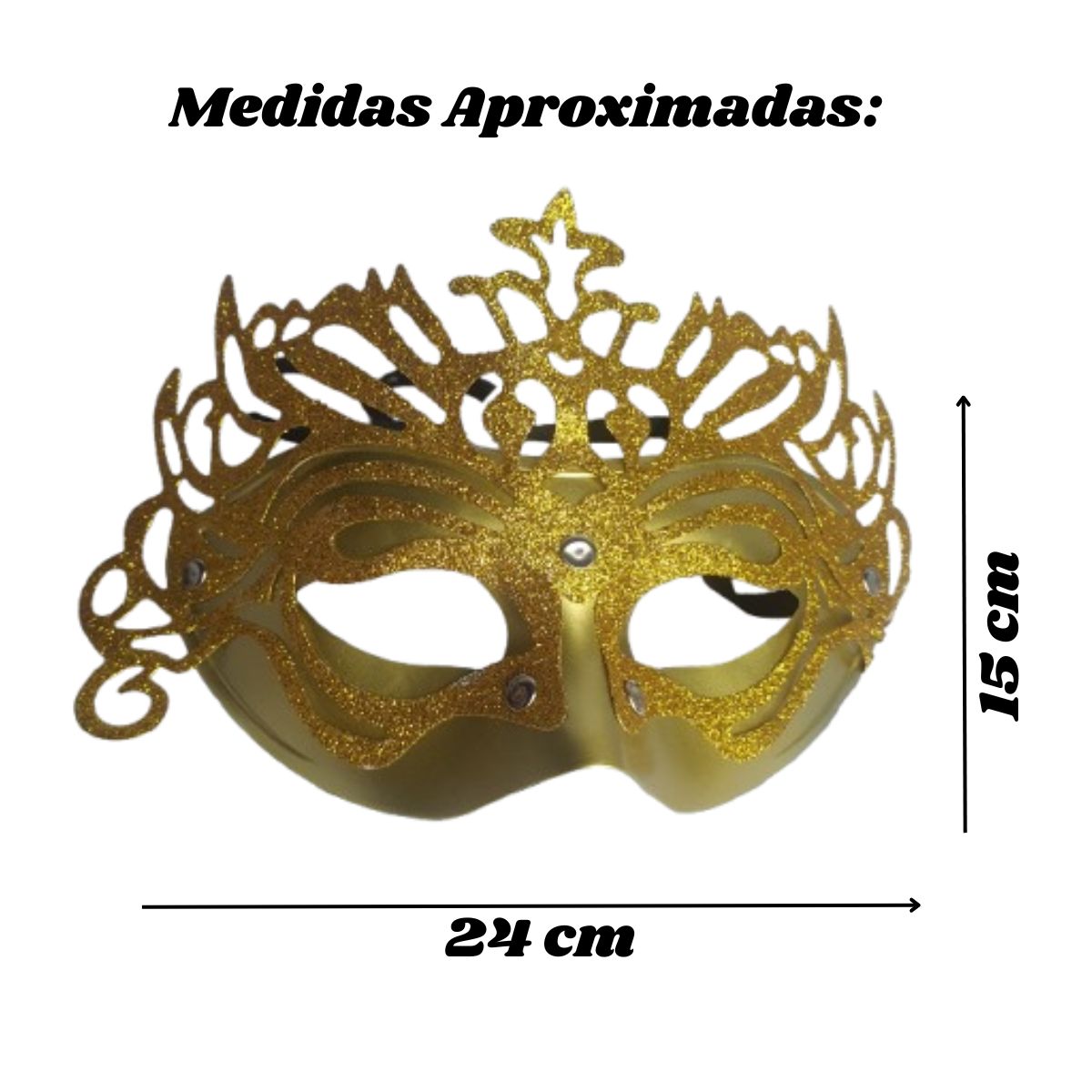 Máscara Fantasia Glitter Festa Carnaval Dourado