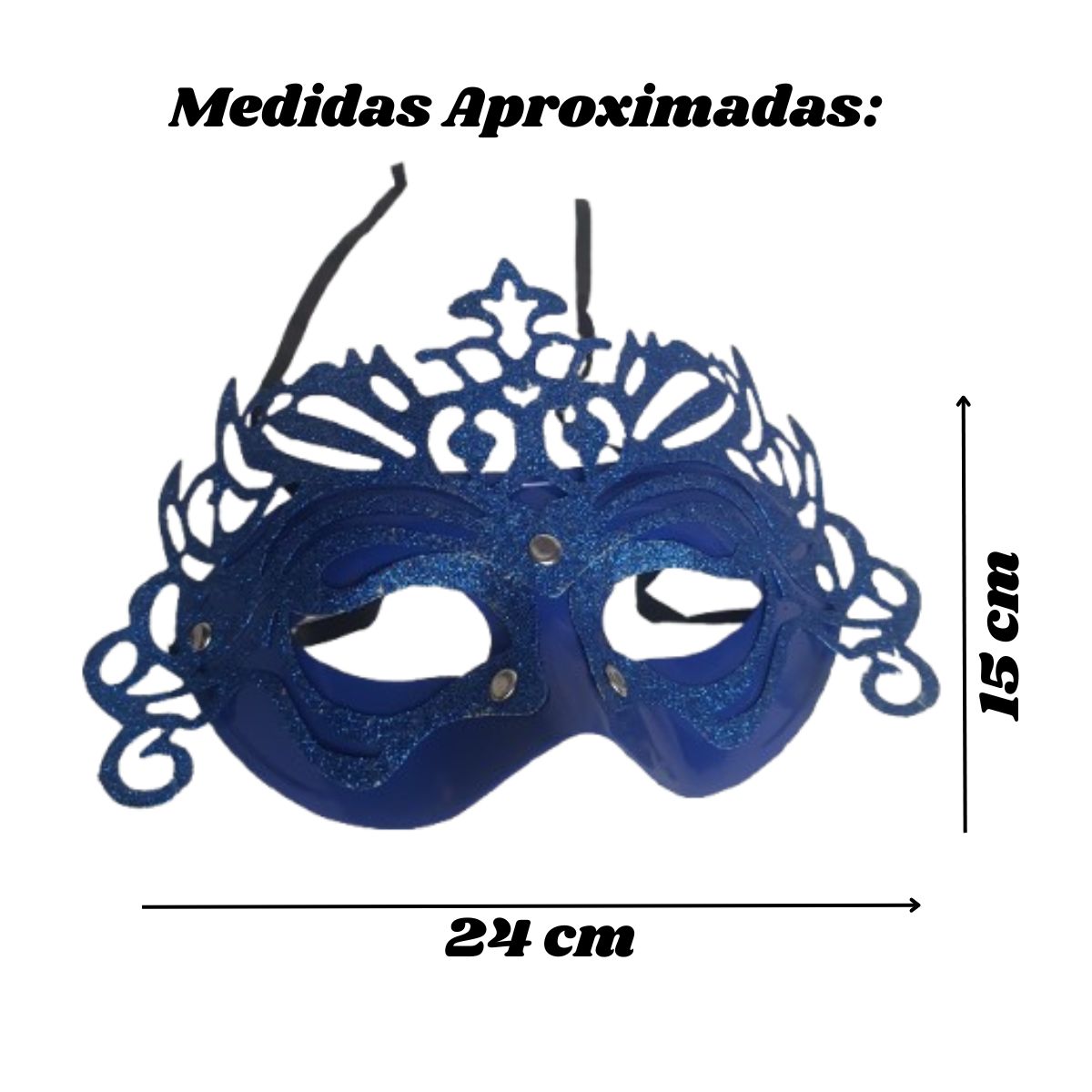 Máscara Fantasia Glitter Festa Carnaval Azul