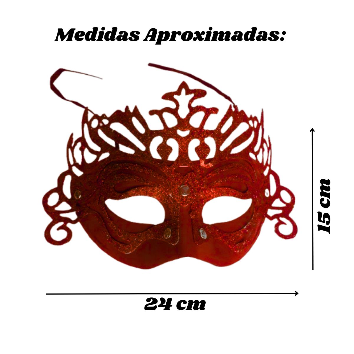 Máscara Fantasia Glitter Festa Carnaval Vermelho