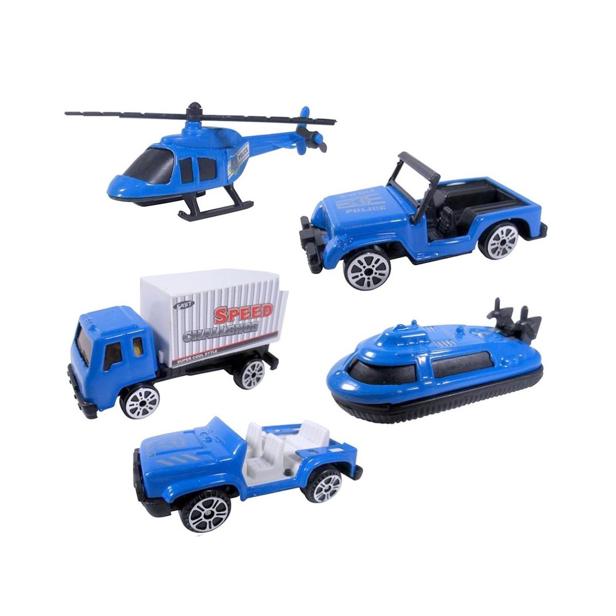 Kit 6 Veículos Miniaturas Dm Collection Azul 1:64 - Dm Toys
