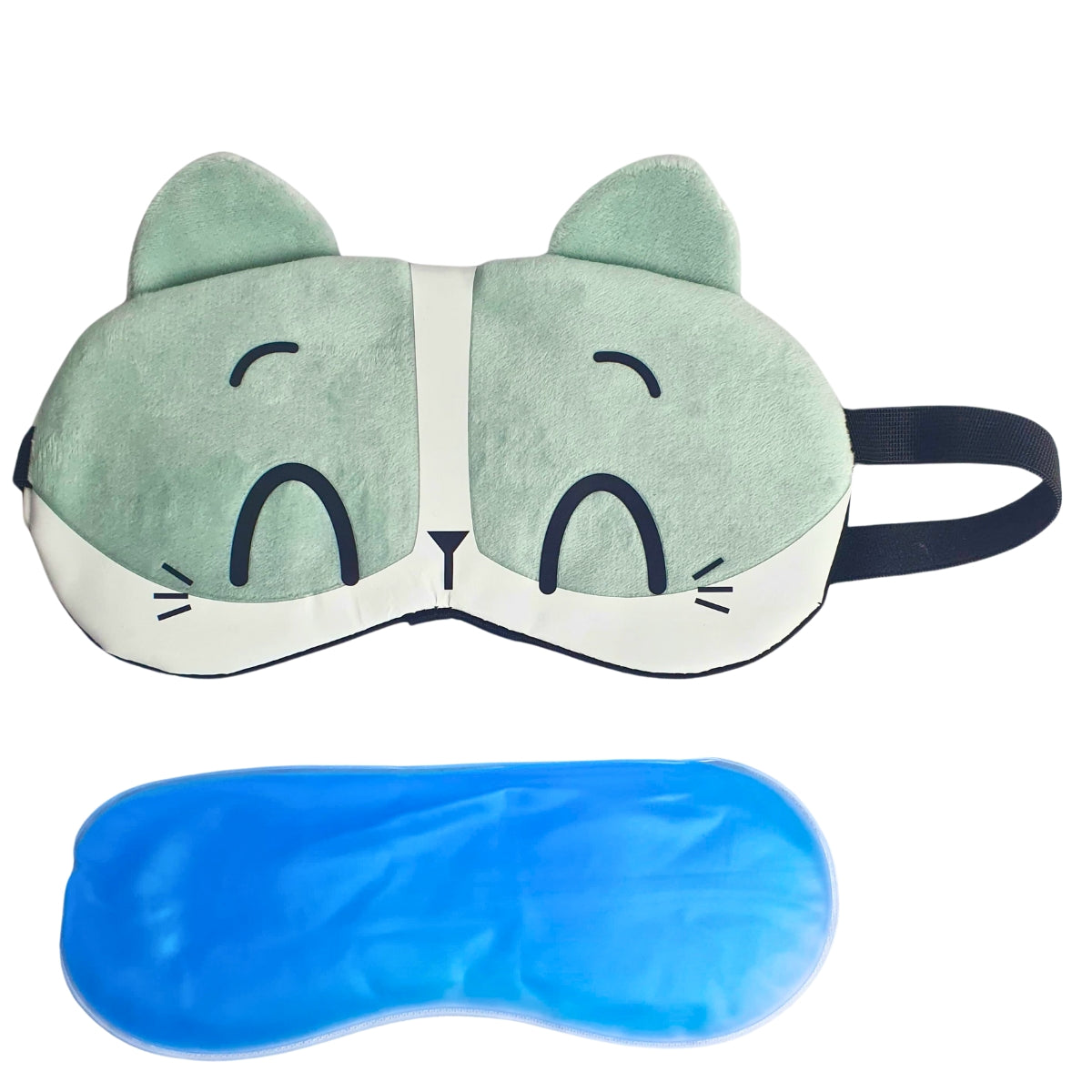 Máscara Gato Verde Água - Máscara de Descanso e Bolsa de Gel