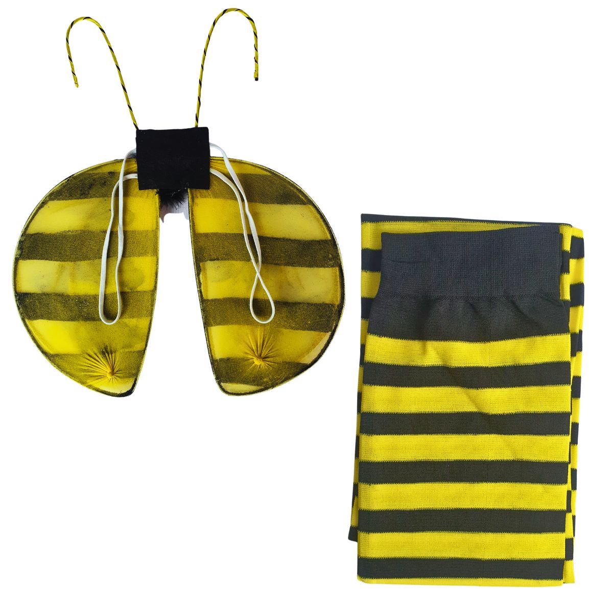 Kit Fantasia Abelhinha Luxo Festa Carnaval Cosplay Asa + Meia Calça 5/8