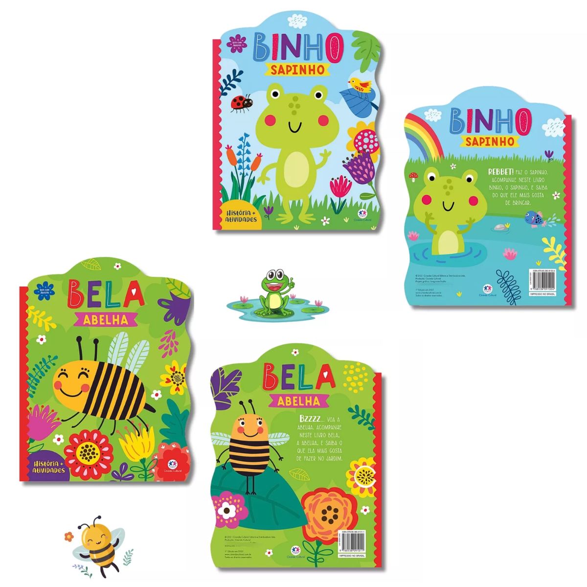 Kit 4 Livros Ciranda Cultural: Binho Sapinho, Bela Abelha, Jubão Leão E Caco Macaco - Livros Educativos Infantil, Ciranda Cultural