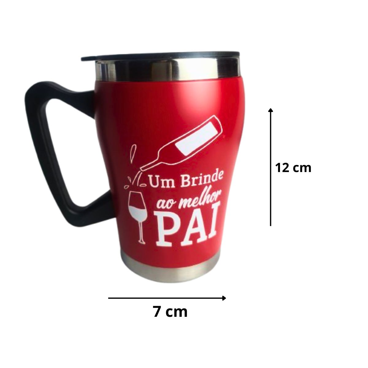 Caneca Térmica Inox Com Tampa Removível 350ml Dia Dos Pais - Vermelho