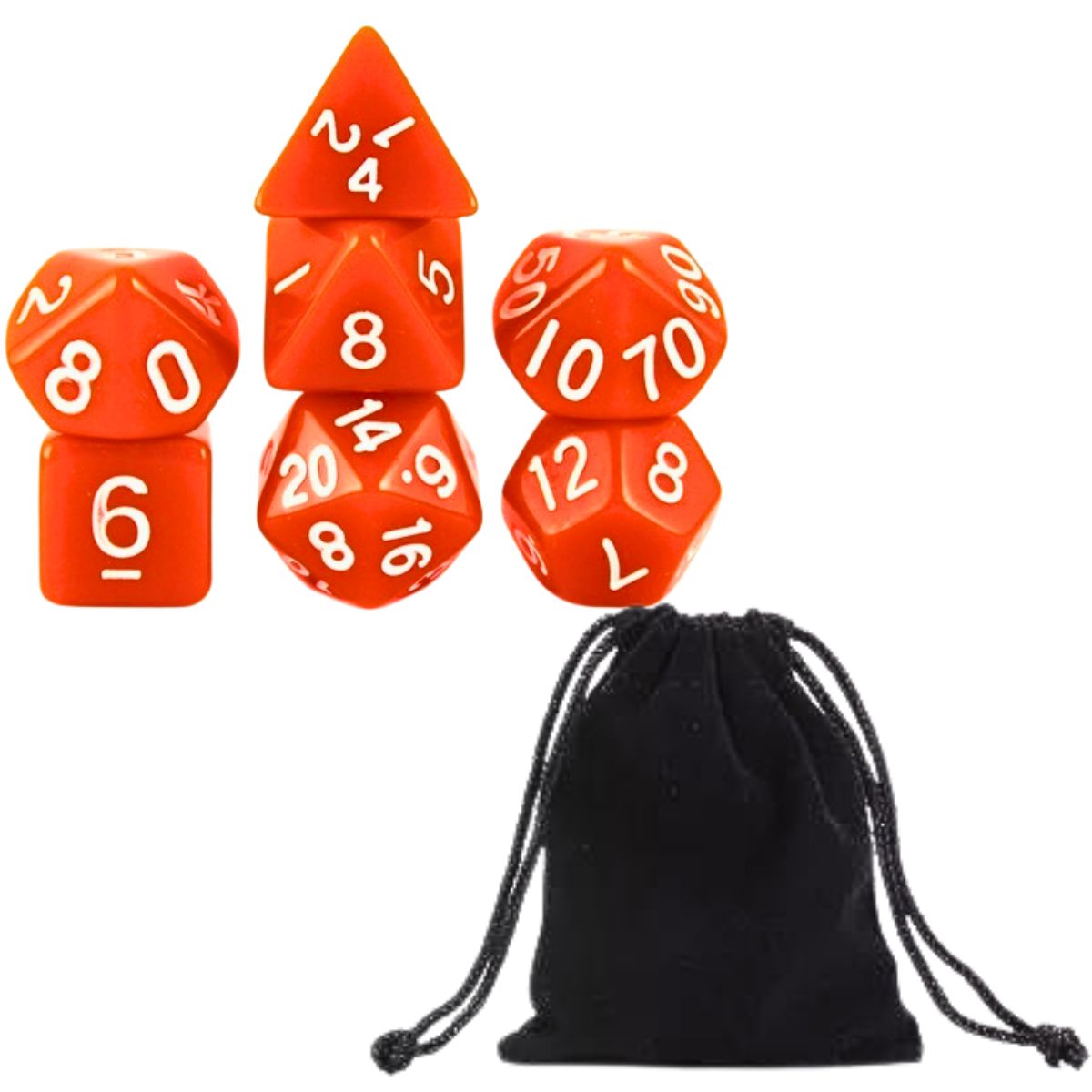 Conjunto de Dados para Rpg Laranja com N° Branco