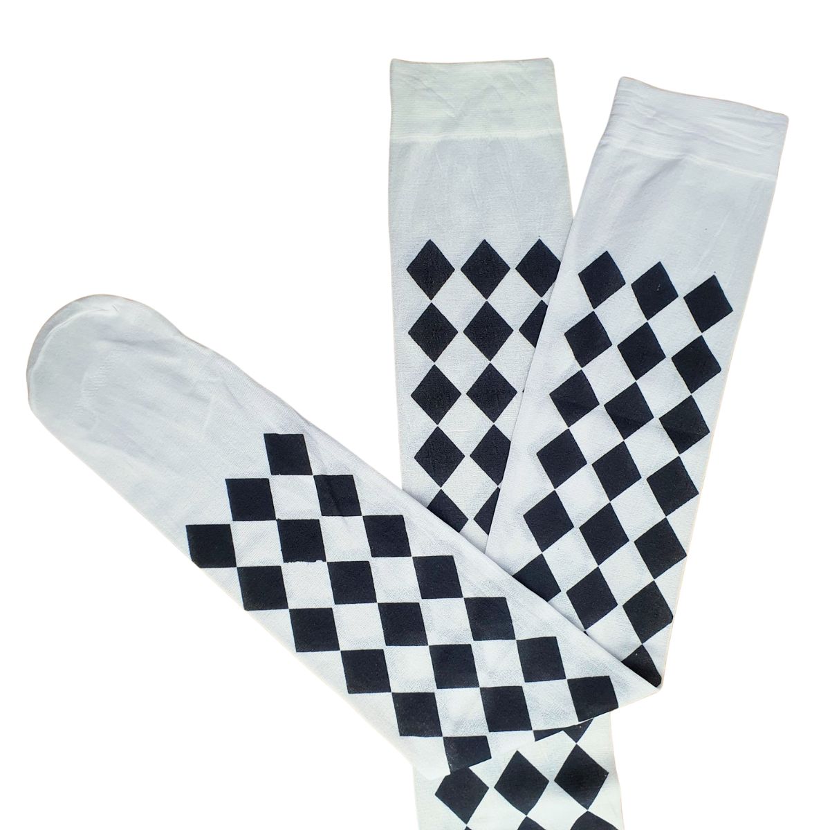 Meia Calça Quadriculada Para Fantasia Cosplay e Festa 5/8