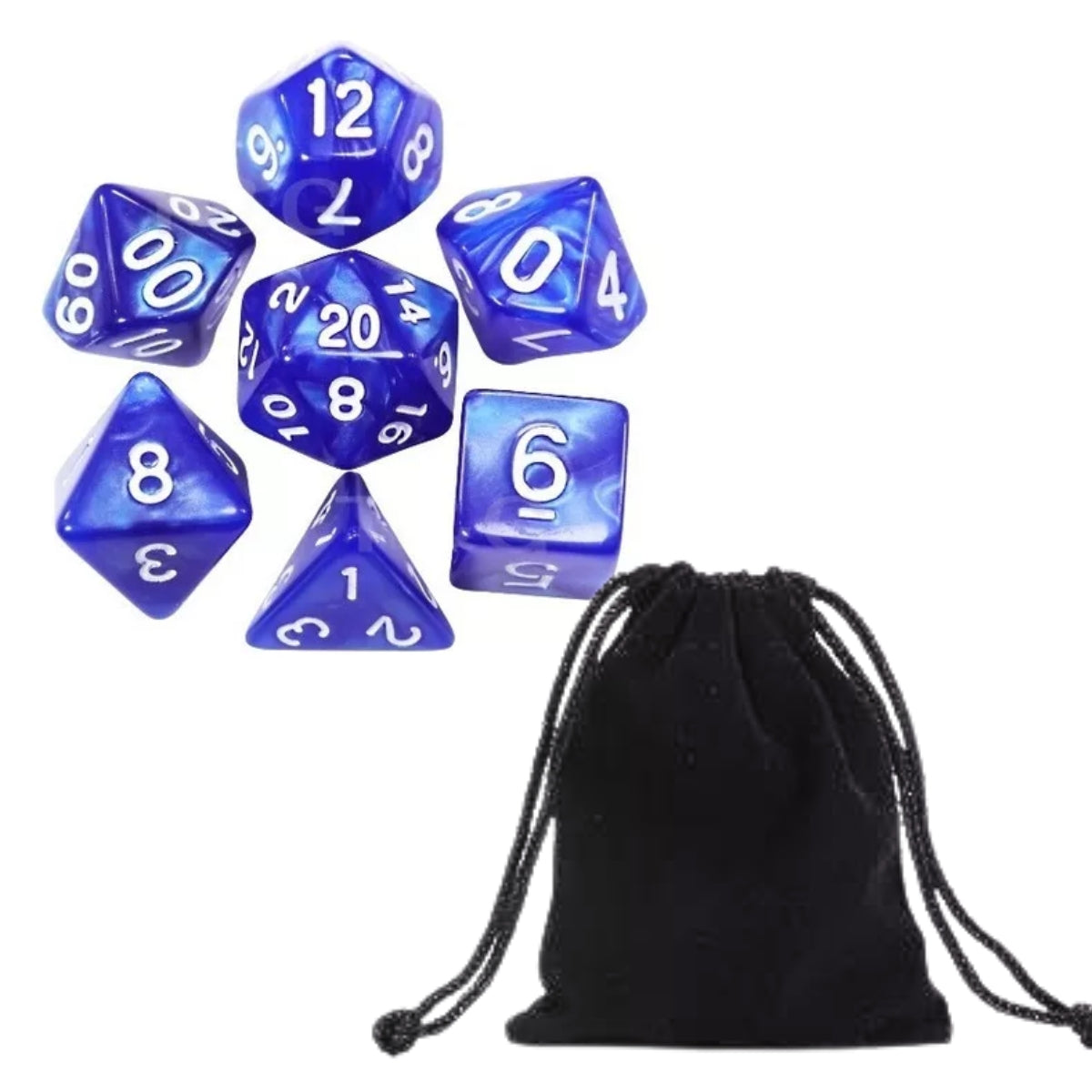 Conjunto de Dados para Rpg Azul com N° Branco