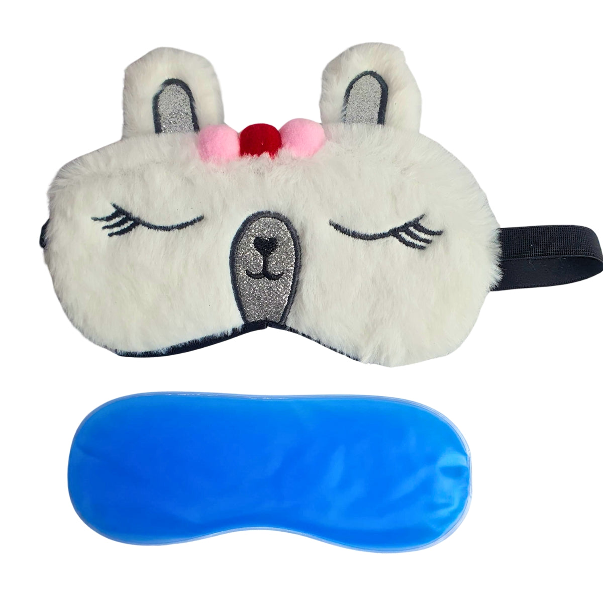 Máscara Lhama com Bolinha Rosa - Máscara de Descanso com Bolsa em Gel