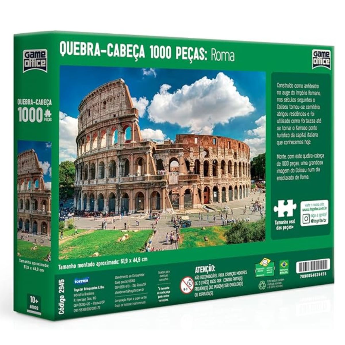 Quebra Cabeça Roma / Coliseu 1000 Peças - Toyster