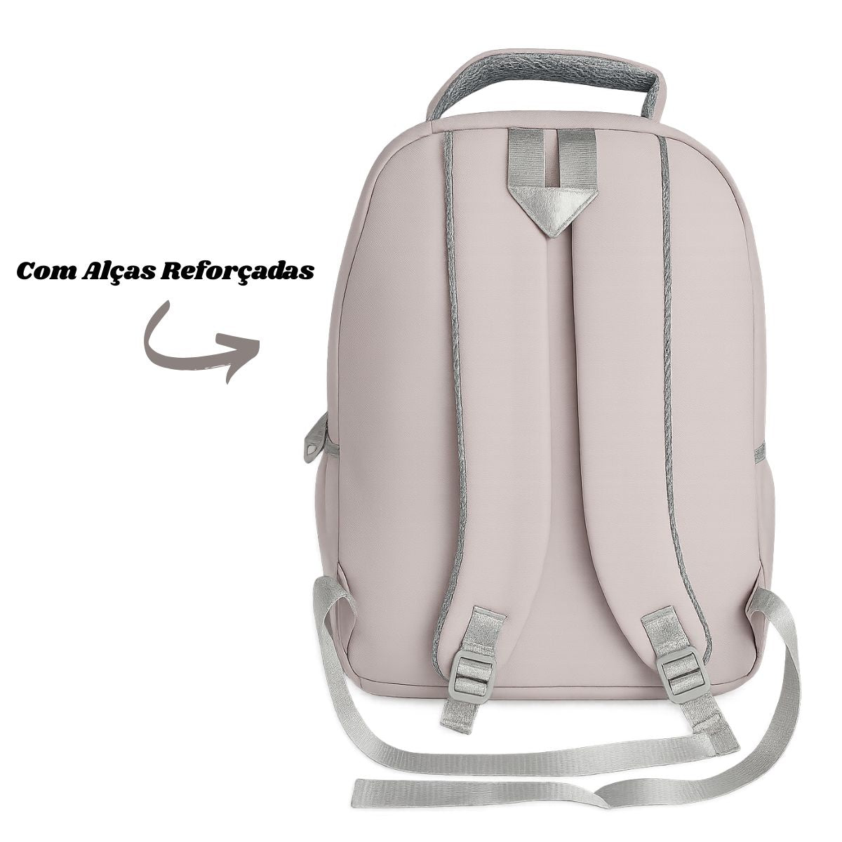 Mochila Bolsa Costas Feminina Com Chaveiro Ursinho Cinza