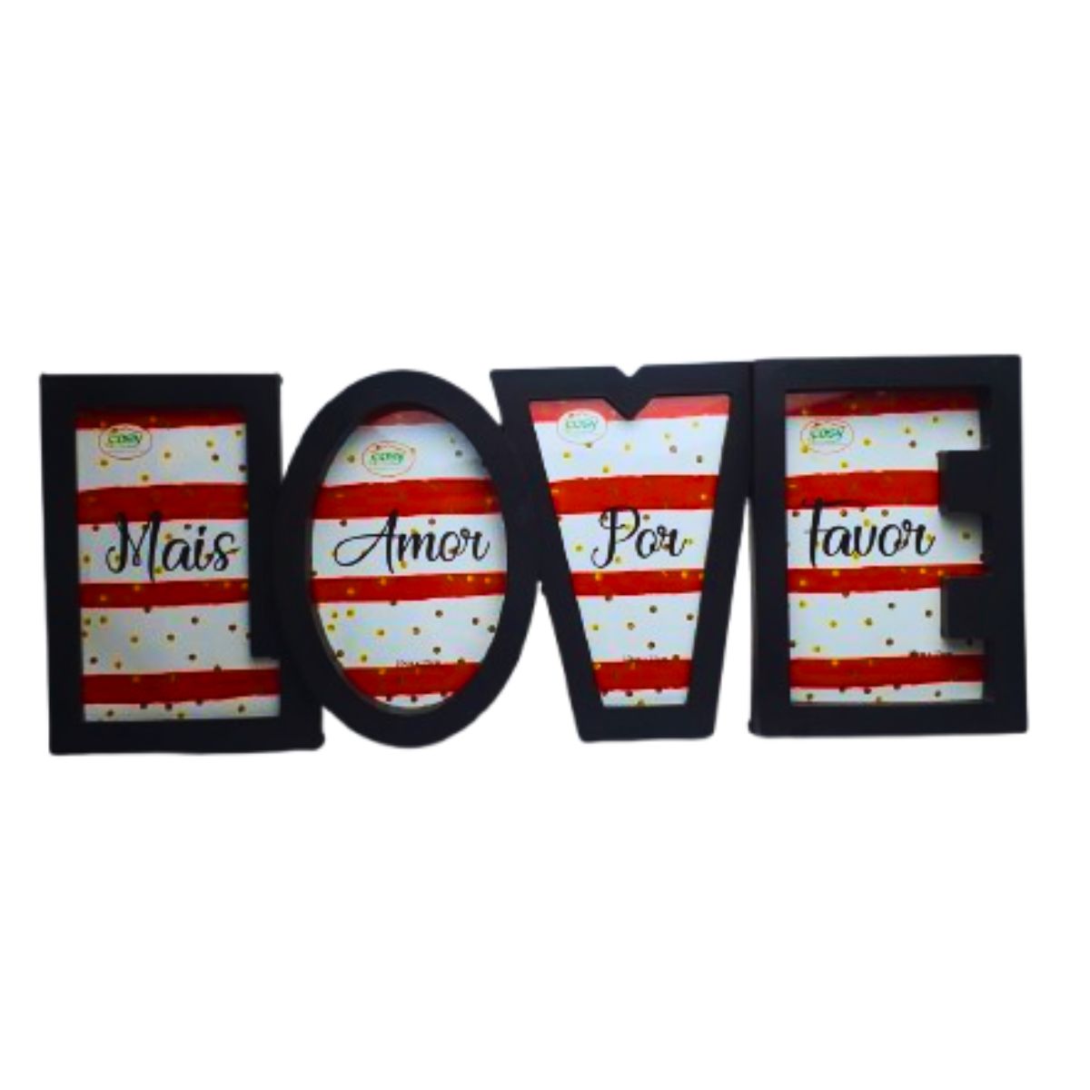 Porta Retrato Multifotos Love Amor Namorados - Preto