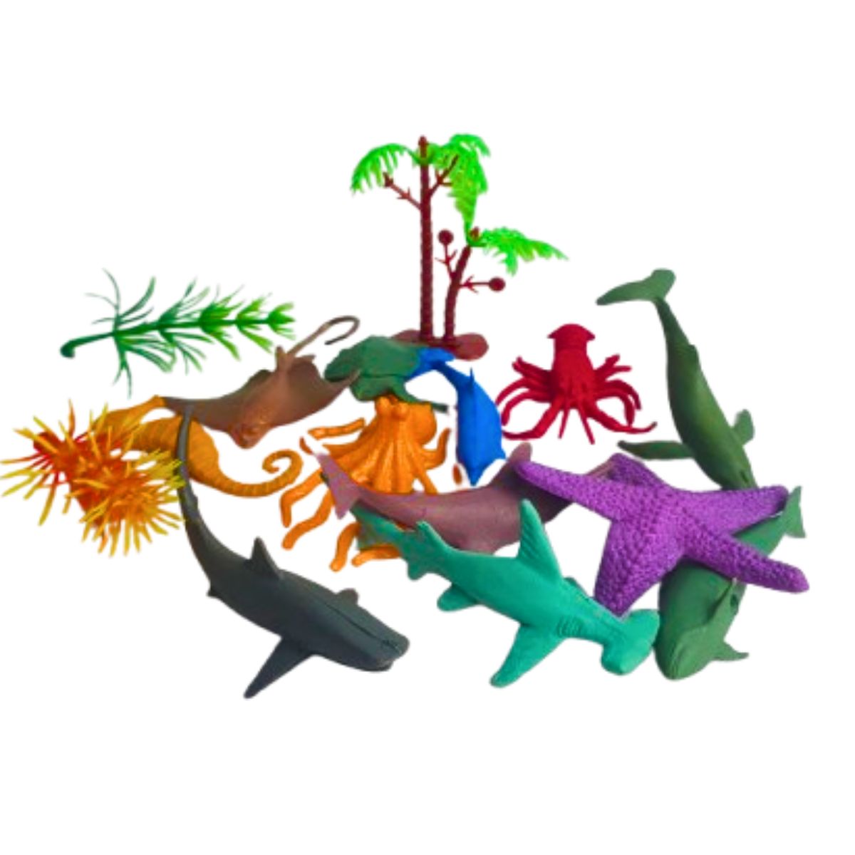Kit Animais Da Arca Oceano Tubo Brinquedo 15 Peças - Nettoy