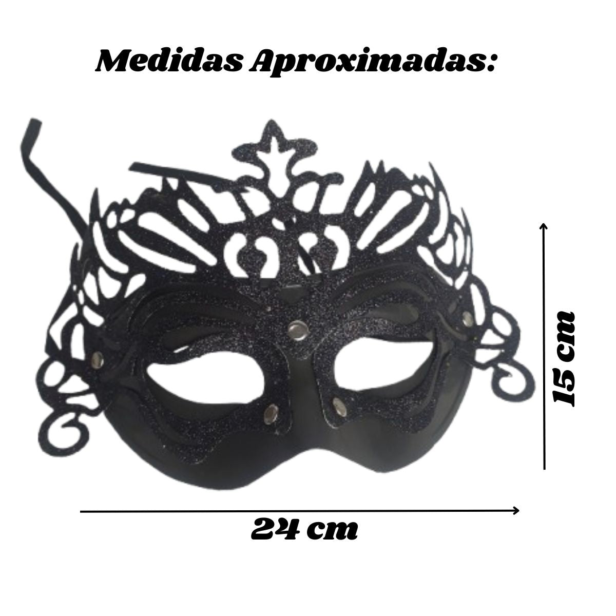 Máscara Fantasia Glitter Festa Carnaval Preto
