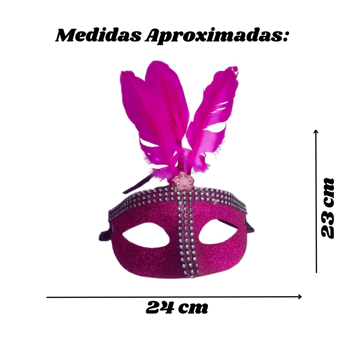 Máscara Fantasia Pena Glitter Festa Carnaval Rosa