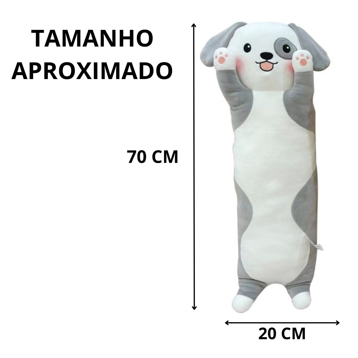 Almofada Pelúcia Cachorro Cinza - CAA Toys