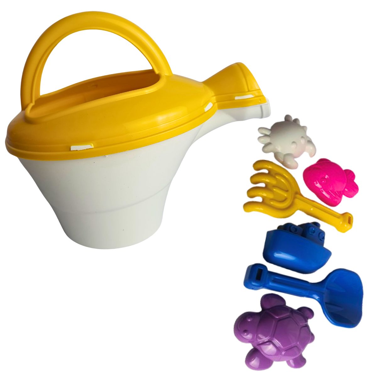 Kit Regador Infantil Praia Amarelo Com Branco - Smiling Kids