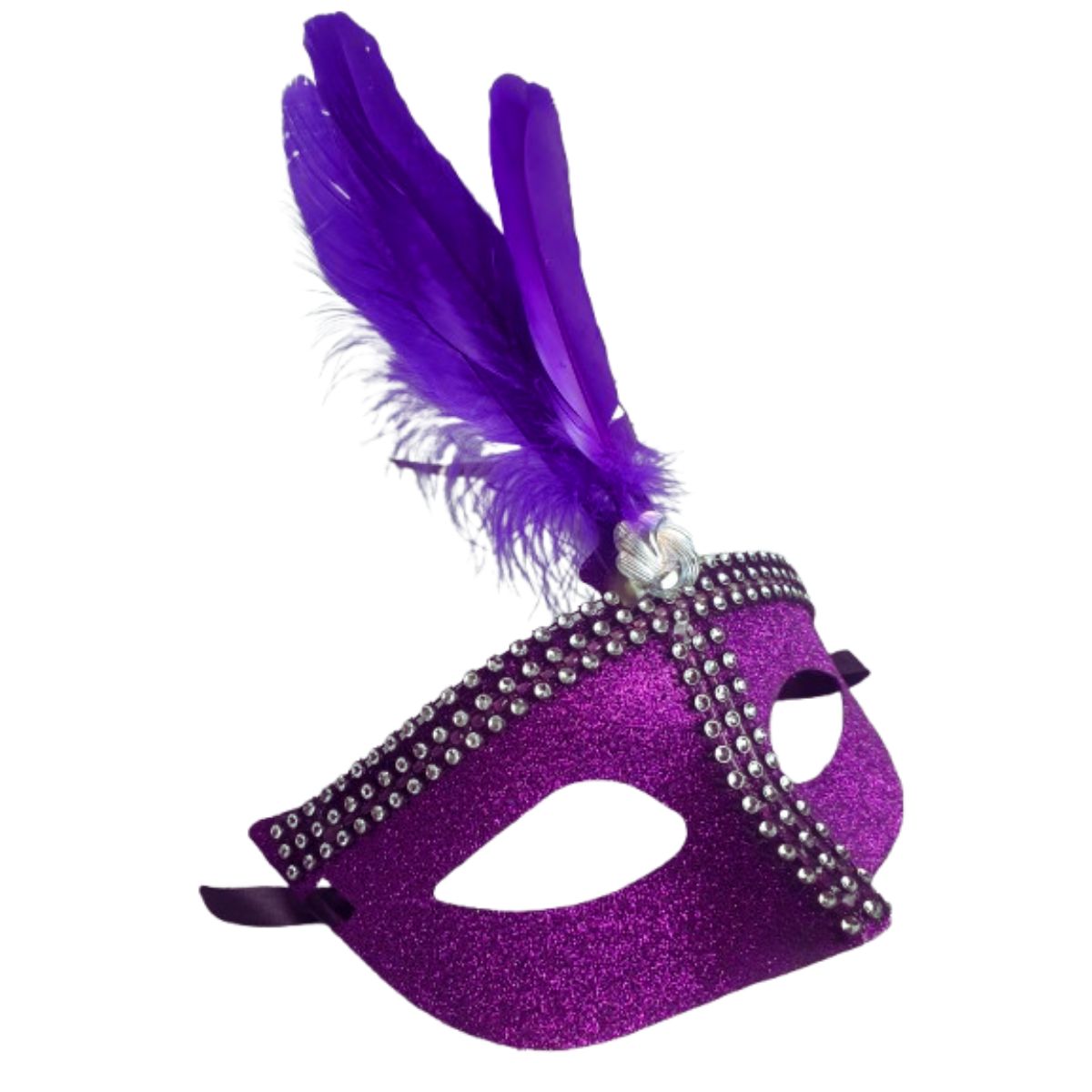 Máscara Fantasia Pena Glitter Festa Carnaval Roxo