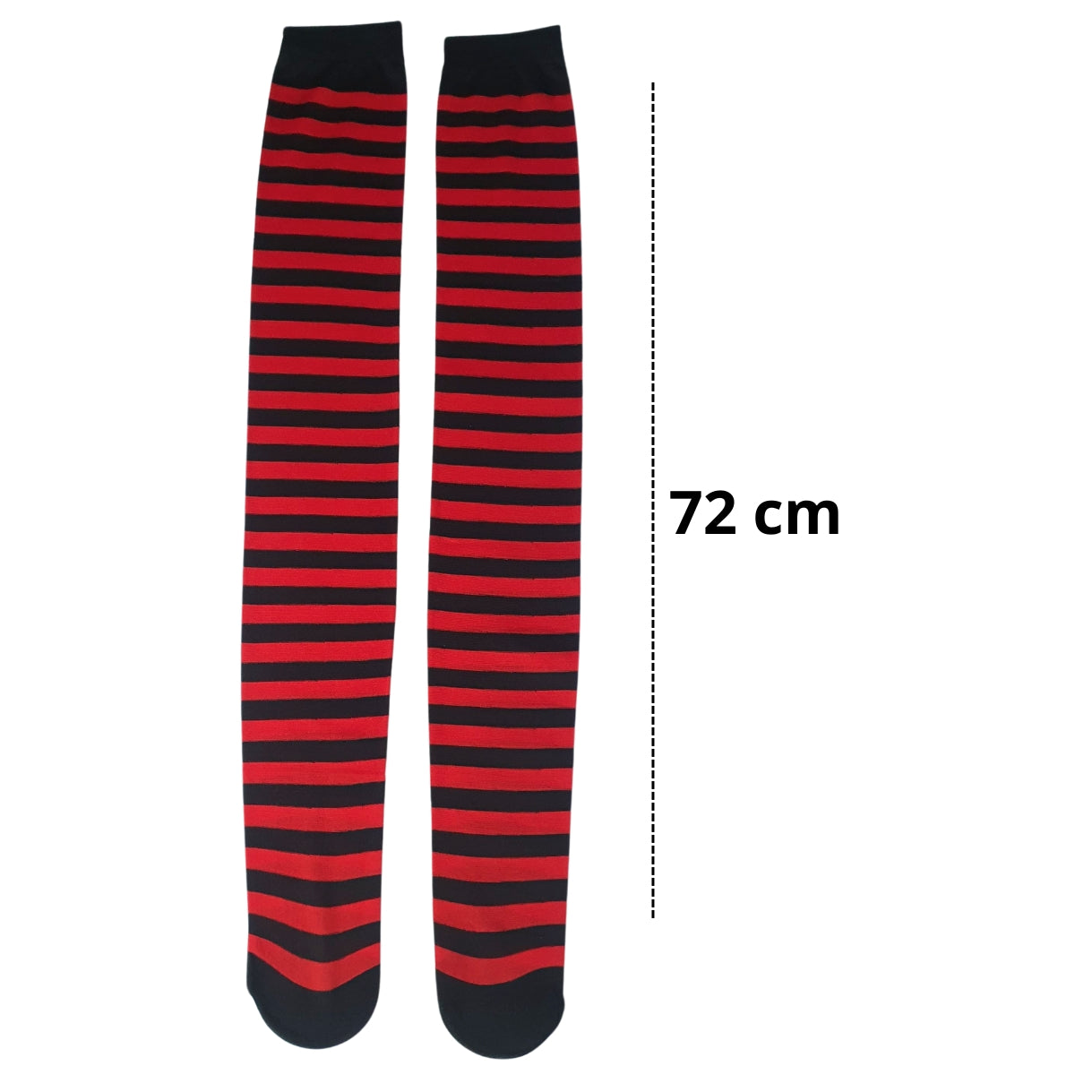 Meia Calça Listrada Preta E Vermelha Para Fantasia Cosplay e Festa 5/8
