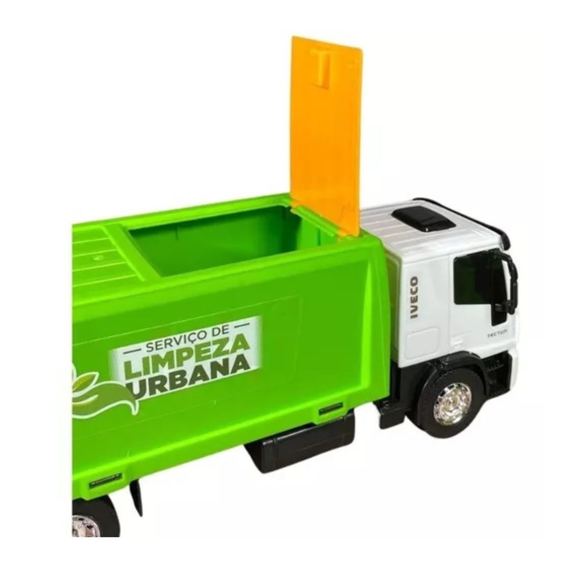 Brinquedo Caminhão Iveco Coletor Limpeza Urbana Verde / Laranja - Usual