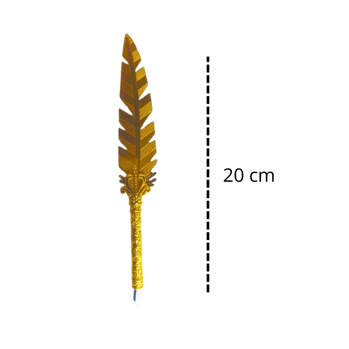 Kit Caneta Tinteiro Pena Dourado Com Tinta E Suporte - M6