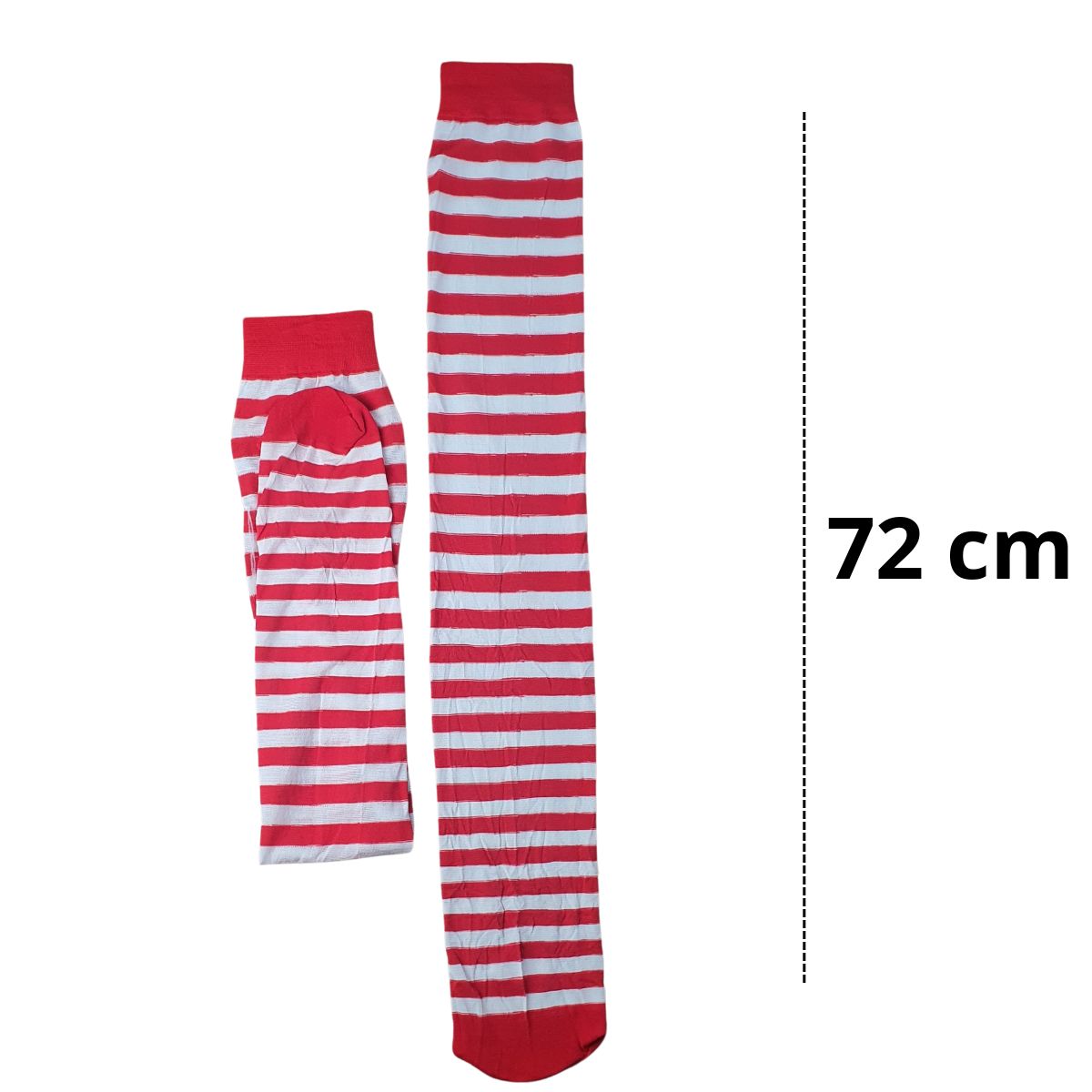 Meia Calça 5/8 Fantasia Cosplay Listrada Vermelho E Branco