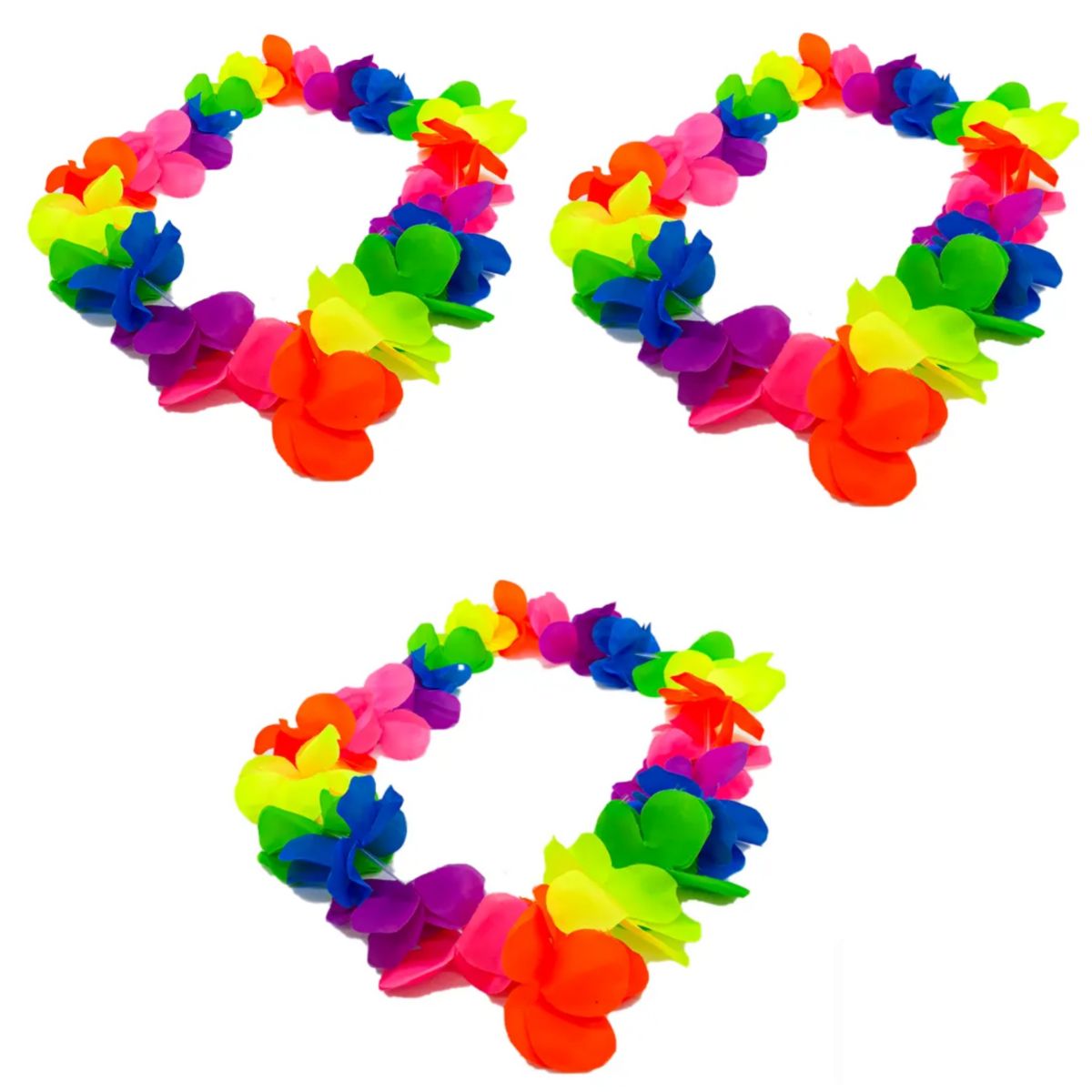 Kit 3 Colares Havaiano Festa Fantasia Carnaval Neon Luau