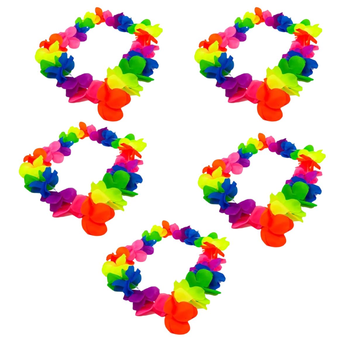 Kit 5 Colares Havaiano Festa Fantasia Carnaval Neon Luau