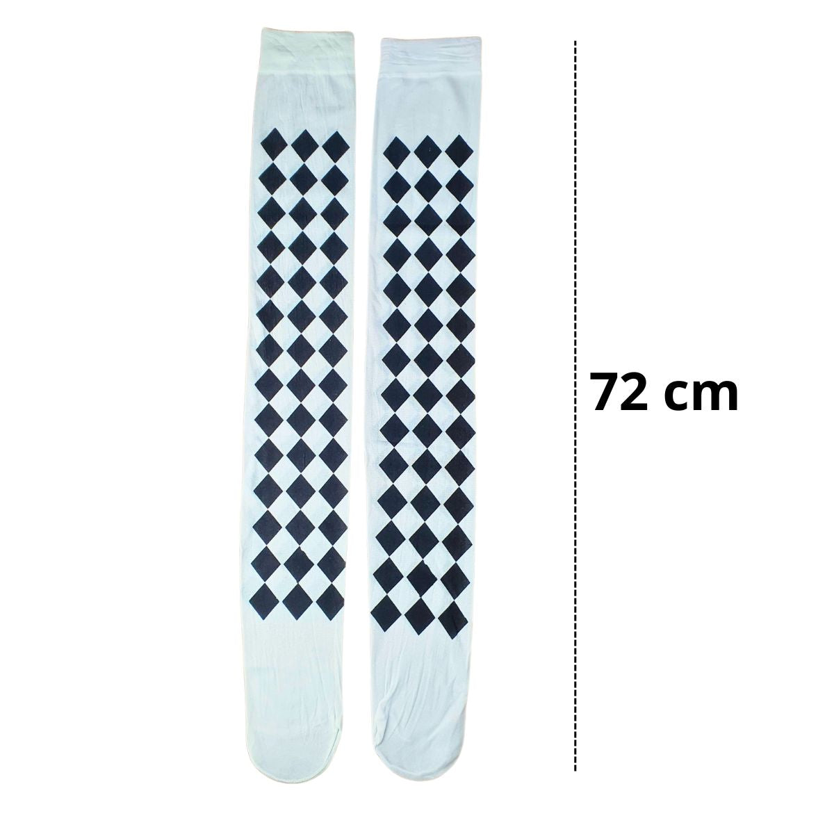 Meia Calça Quadriculada Para Fantasia Cosplay e Festa 5/8