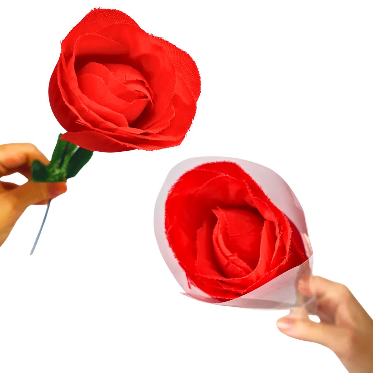 Kit Porta Retrato Coração Vermelho Amor Love + 5 Botões de Rosas Artificiais Embalado Celofane C/ Tag