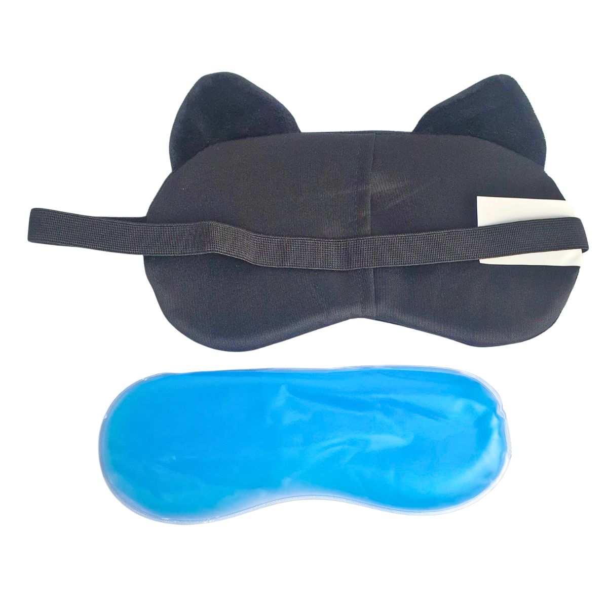 Máscara Gato Preto Com Olho Amarelo - Máscara Descanso com Bolsa de Gel
